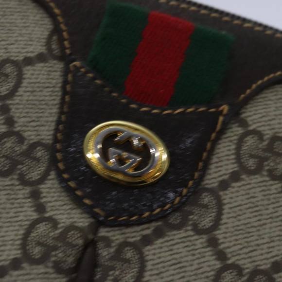 GUCCI GG Canvas Web Sherry Line Shoulder Bag PVC Beige Green Red Auth ep5130 - Picture 14 of 16